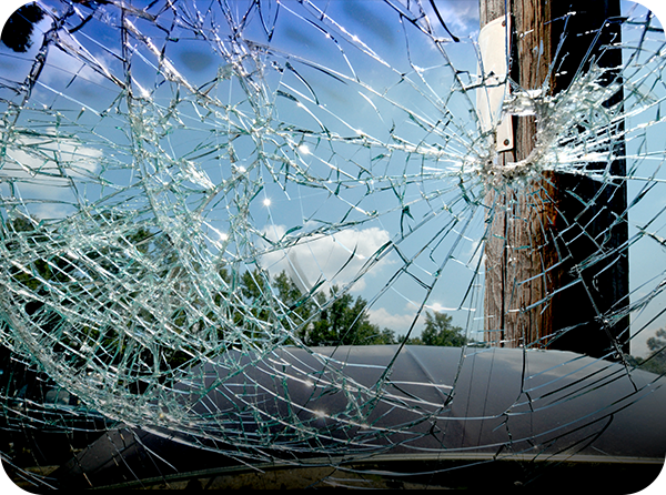 Photo of a cracked windshield