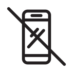 Icon of mobile phone with cross through it